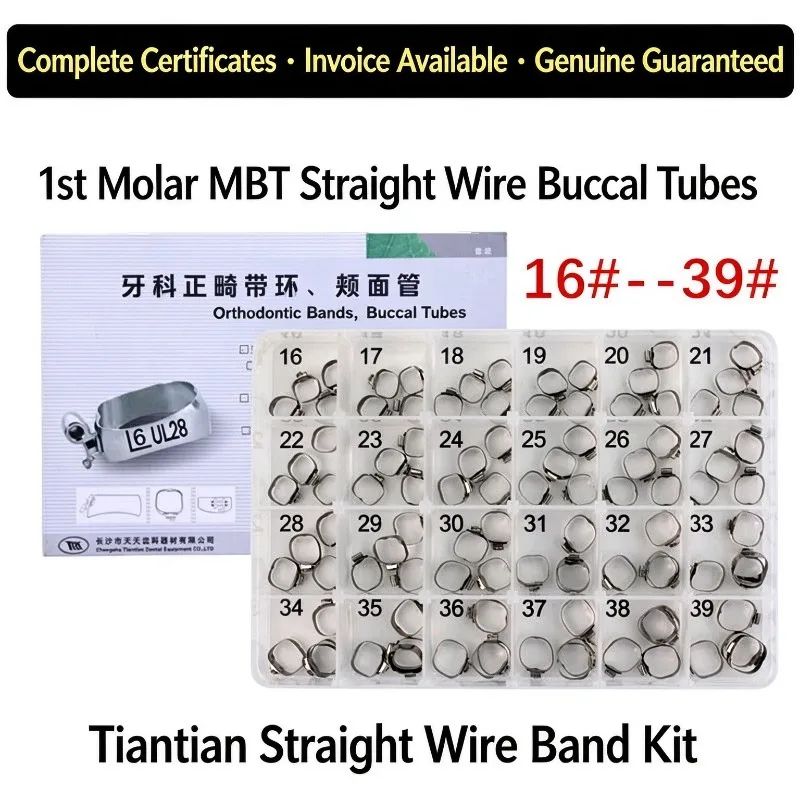 Straight‑Wire Molar Bands Double‑Tube MBT Buccal Tube Smooth Surface Dental Orthodontic Professional Clinic Consumables