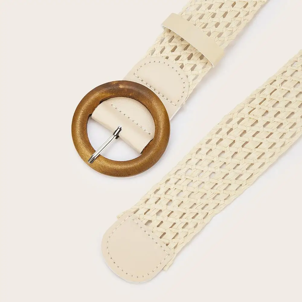 الجوف خارج جديلة حزام الخصر خشبية مشبك دائري المنسوجة شبكة PP حزام العشب مفيدة حزام الخصر القش حزام الخصر العصابات دائم #5