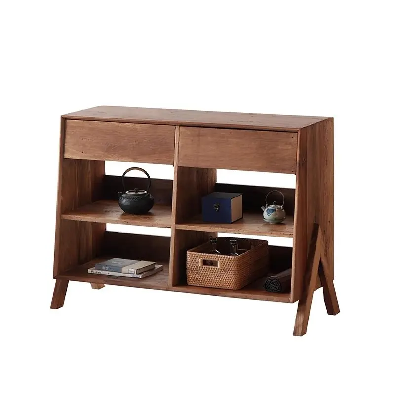 cabinet, bed and breakfast hotel storage, wine cabinet, solid wood tea cabinet, Japanese-style wabi-sandy wind cabinet