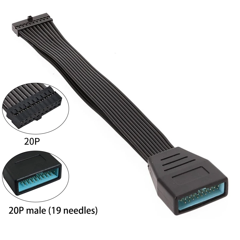 1PCS USB 3.0 Header Extension Cable Low Profile USB 3.0 Internal 19/20 Pin Header Extender Motherboard Adapter