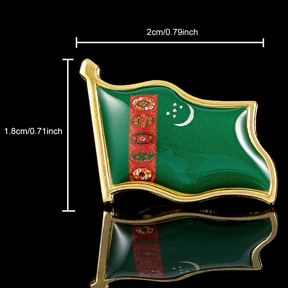 Turkmenistan Country Flag Waving 3D Lapel Hat Cap Tie Pin Badge Brooch Pins Patriotism Pride