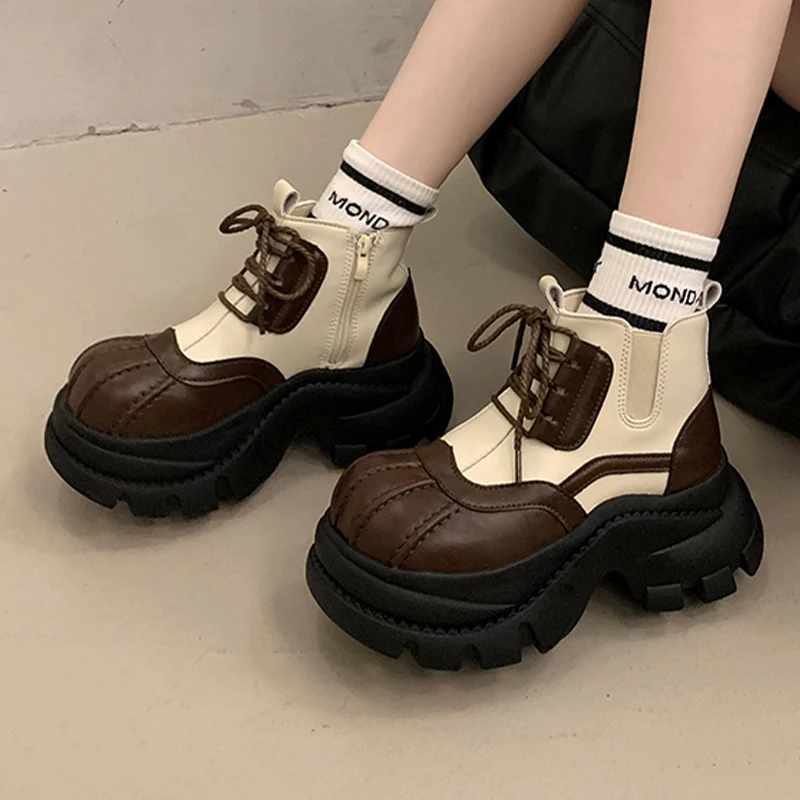 

Ankle Boots for Women Flats Platform Sport Shoes Fashion Casual Winter Boots 2025 New Walking Sneakers Cozy Female Short Botas