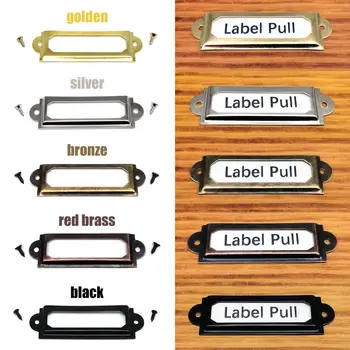 12個裝 17x60mm 金屬鐵質標籤拉框把手 文件名片夾 適用於珠寶櫃 家具櫃 抽屜 木盒 10 最佳銷售 金屬把手 - №3