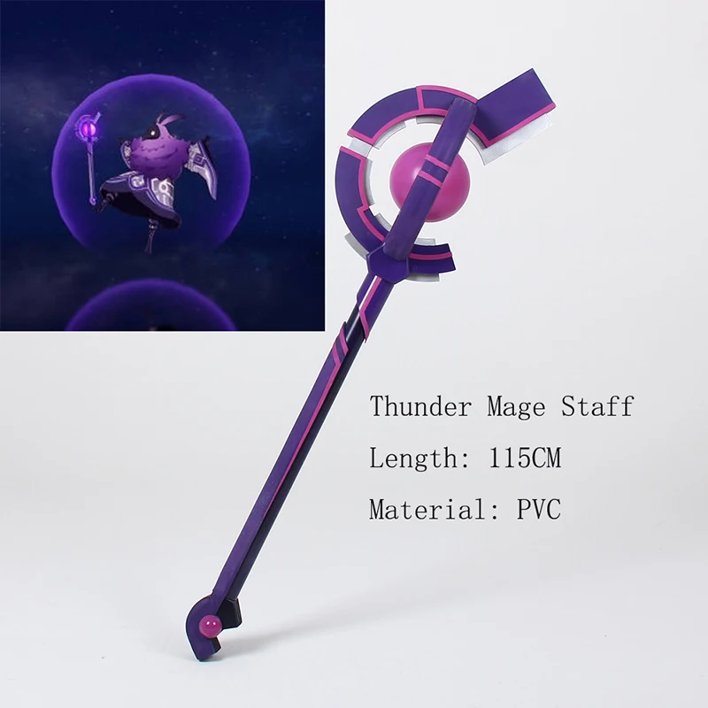 

115cm Game Genshin Impact Cosplay Thunder Abyss Mage Staff Props Weapon Custom Props