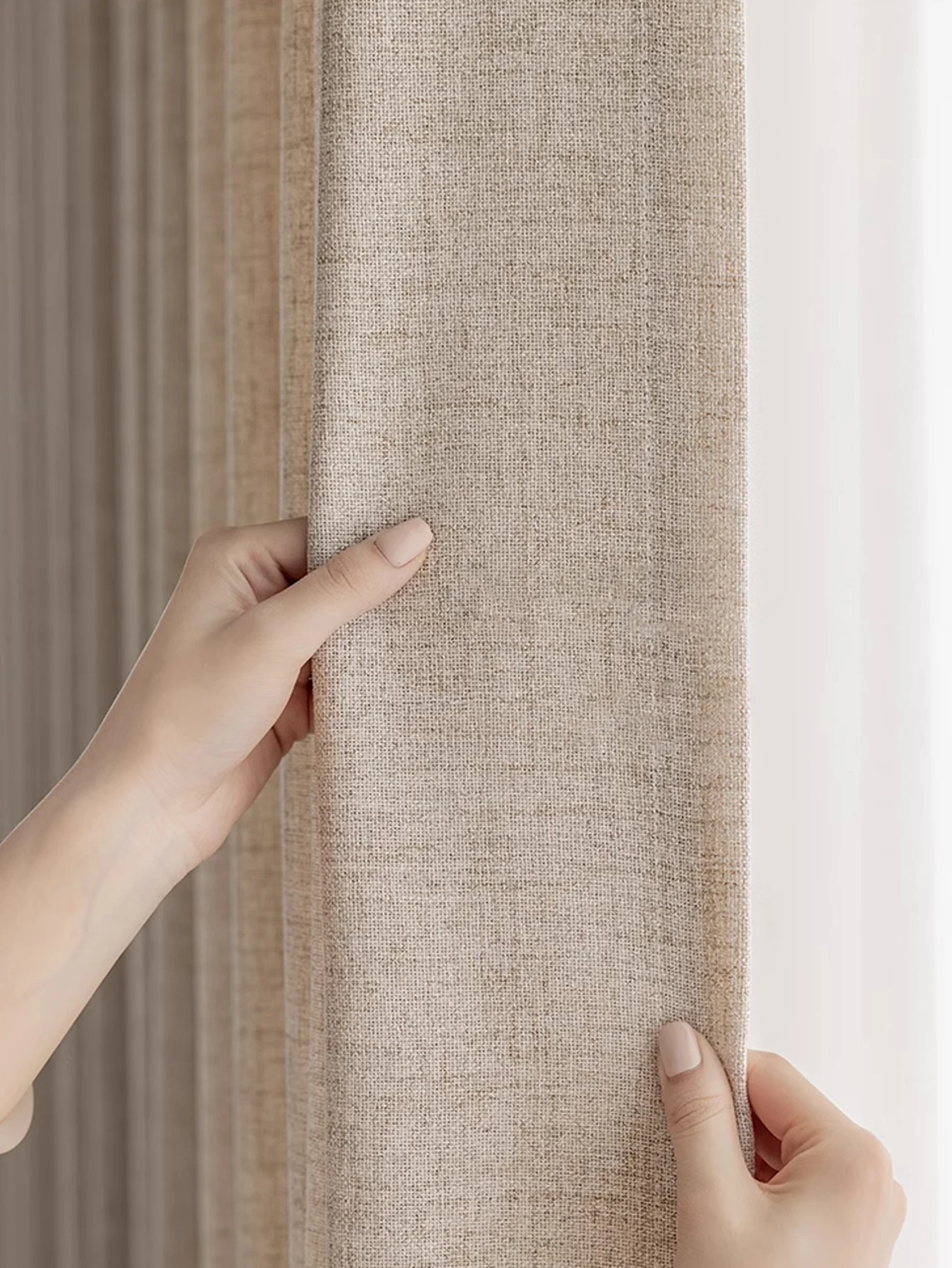 Cortina de gasa de lino, gasa de cáñamo semiopaca Zen japonesa, algodón transparente claro, crema de lino, pantalla para ventana de balcón