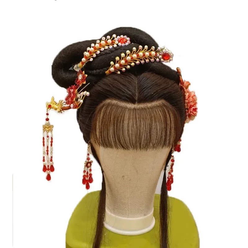 Delicado vintage chinês han traje headwear ópera chinesa, huangmei, ópera comantonesa, phoenix cauda colorido esmalte conjunto cocar