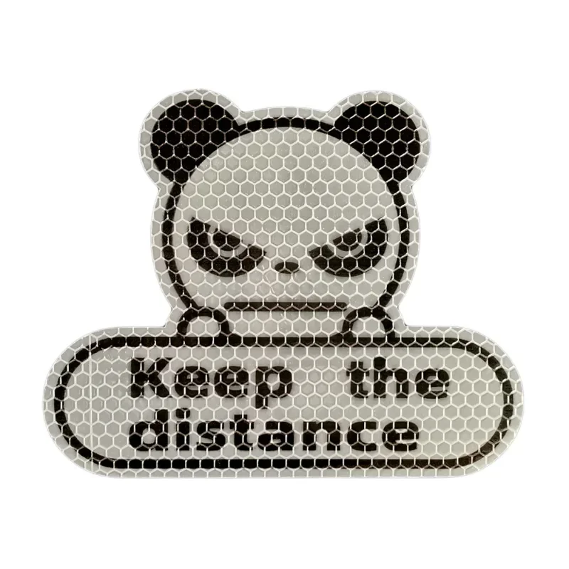 Keep Distance Reflective Stickers Panda Stickers Fluorescent Yellow Green Hexagon Honeycomb Cartoon Car Decoration Stickers