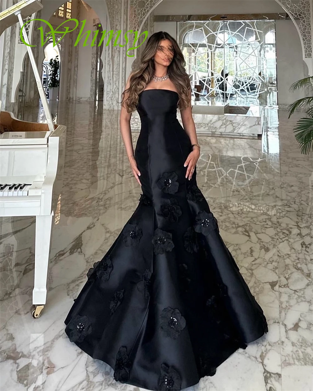 تخصيص مزاجه الساتان حورية البحر مساء اللباس الزهور الحساسة فساتين حفلة موسيقية بسيطة حمالة فساتين المناسبات الخاصة