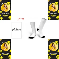 DIY personal custom printed socks LOGO picture custom socks men's and women's fashionable and interesting cotton stockings