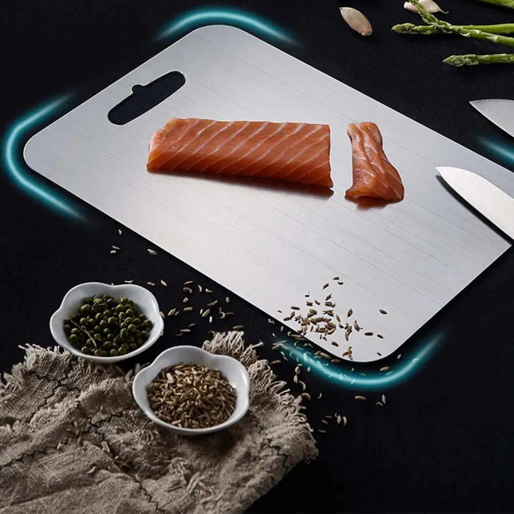 Разделочная доска из нержавеющей стали для кухни, мяса, фруктов, овощей, хлеба, разделочная доска, пищевой двухсторонний коврик для резки