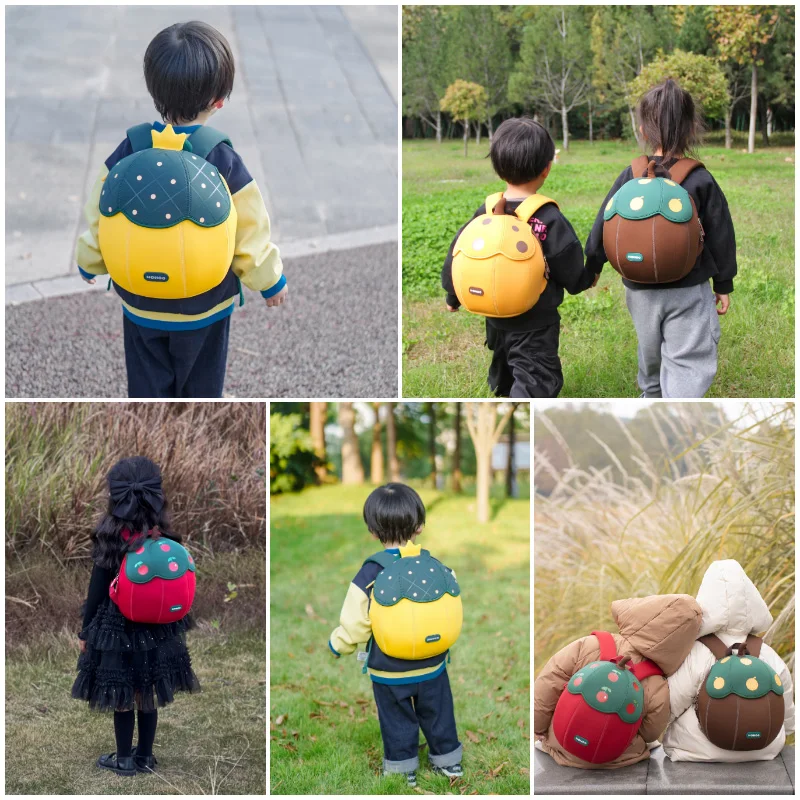 Mochila de frutas para niños de guardería, mochilas escolares para niñas, diseño de calabaza cereza, Mochila Escolar femenina Adolecente