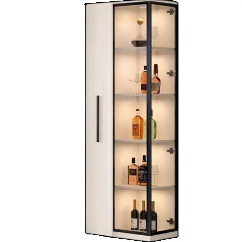 White Drinks Display Cabinet Glass Led Modern Organizer Living Room Cabinets Storage Nordic Szafki Do Salonu Furniture Home