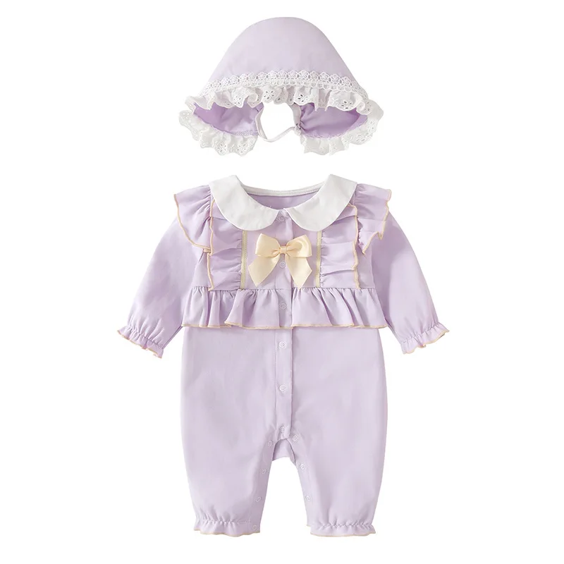 

Spring and Autumn Sweet Girl Beauty Baby Creeper Cotton+Hat 3m-18m