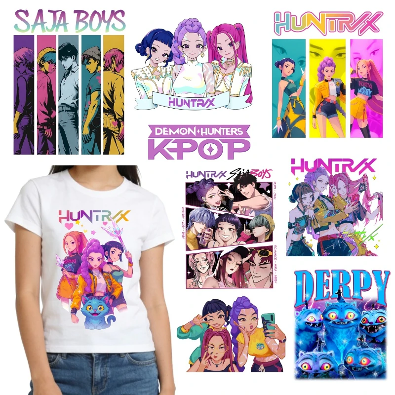 

Термонаклейки K-Pop Demon Hunters: мультяшные стикеры для декора одежды, рюкзаков, подарки на день рождения, термотрансферные аппликации, горячие термонаклейки