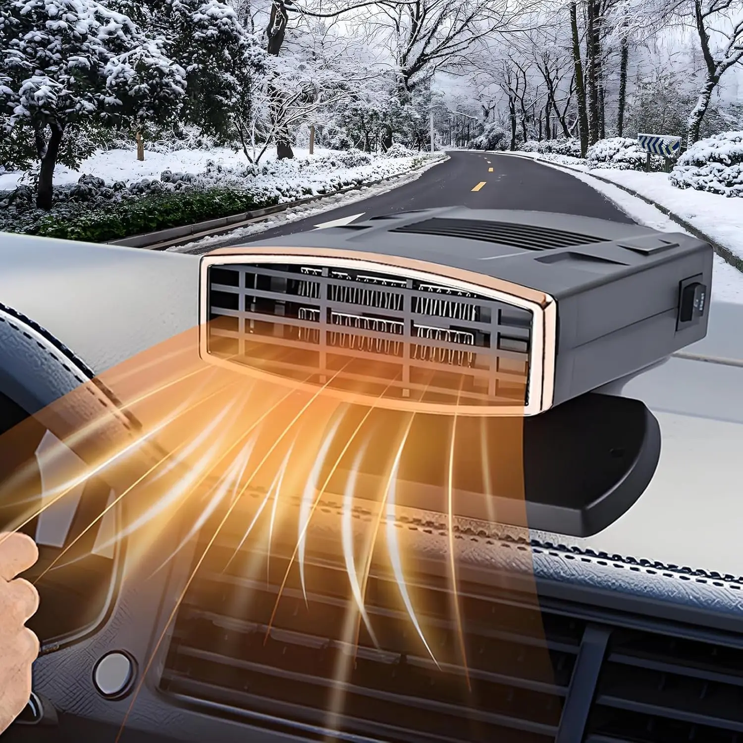 

Портативные автомобильные обогреватели 12 В, 200 Вт, 360 градусов ° Роторный размораживатель лобового стекла с быстрым нагревом/охлаждением, вилки в прикуриватель (черный и