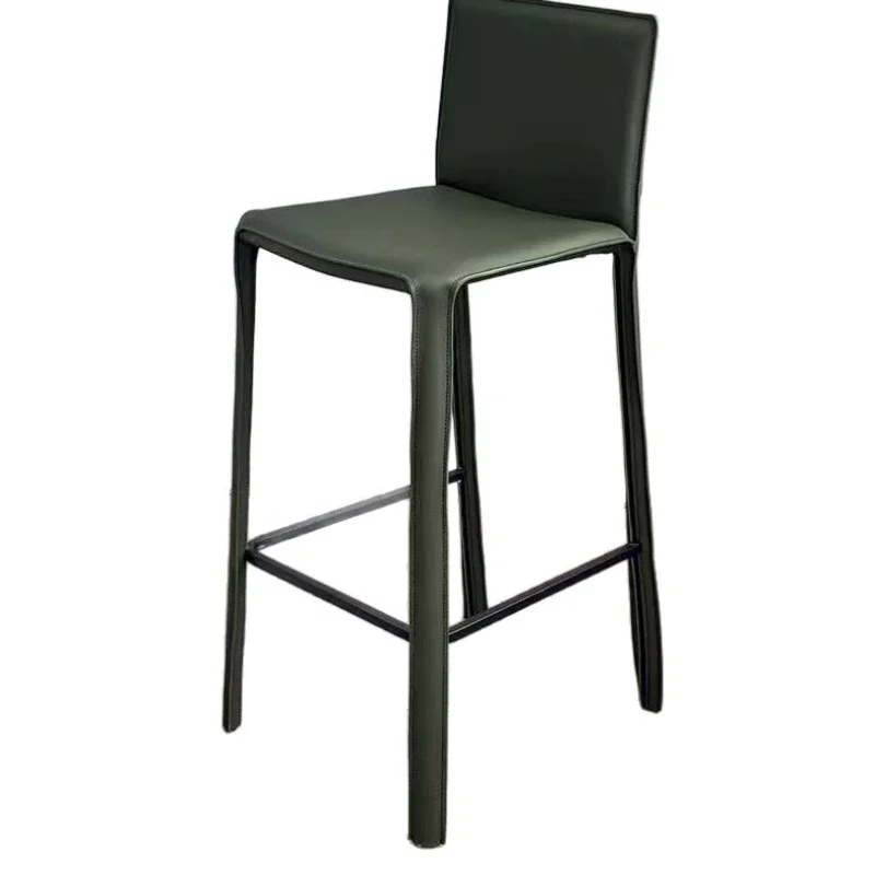 

Italian light luxury bar chair Modern simple home saddle leather bar chair