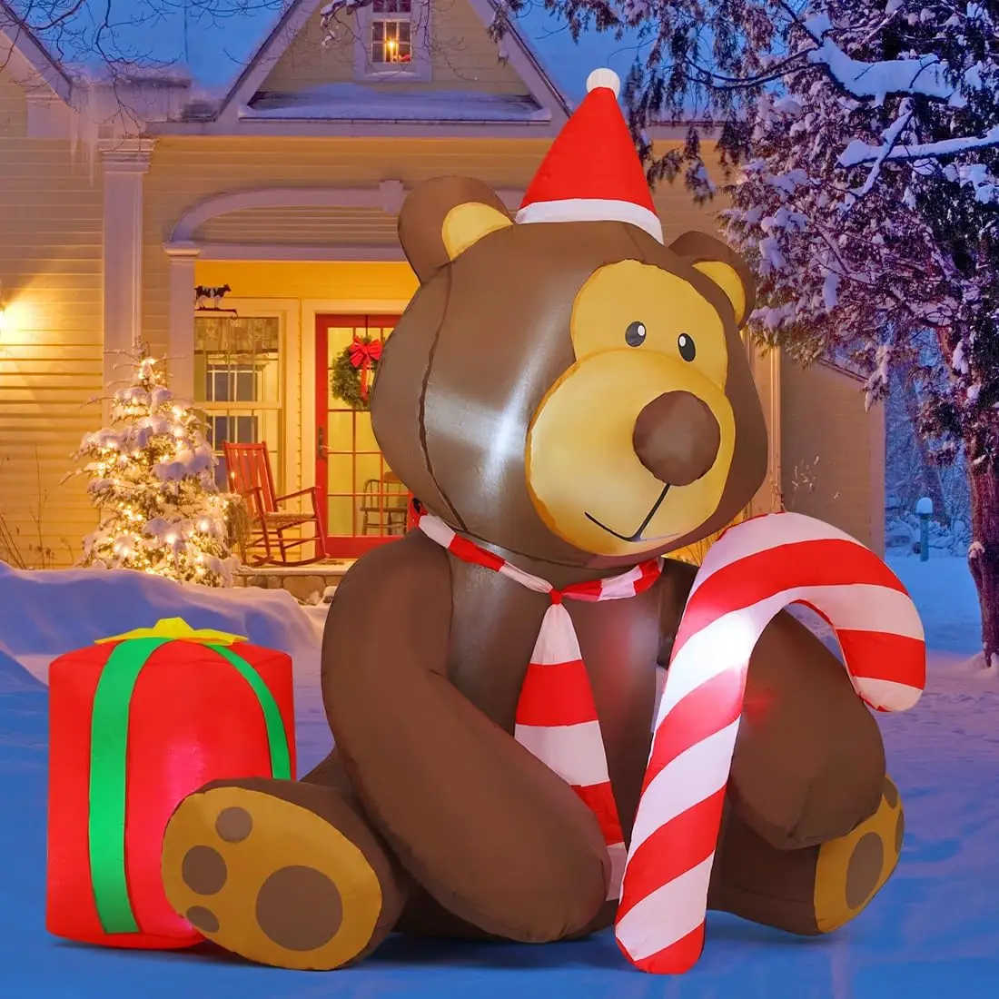 5 FT Christmas Inflatable Bear LED Lights Blow up Bear Factory Price Inflatable Christmas Bear Outdoor Christmas Decorations