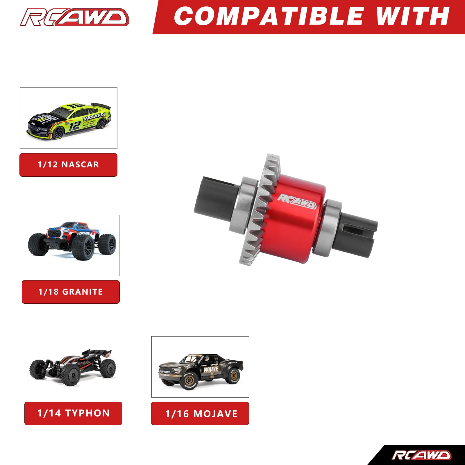 RCAWD Metal Front/Rear Differential Set 30T 0.8Mod for ARRMA 1/14 GROM GRANITE TYPHON MOJAVE Losi Diff 3000cSt Upgrades Parts