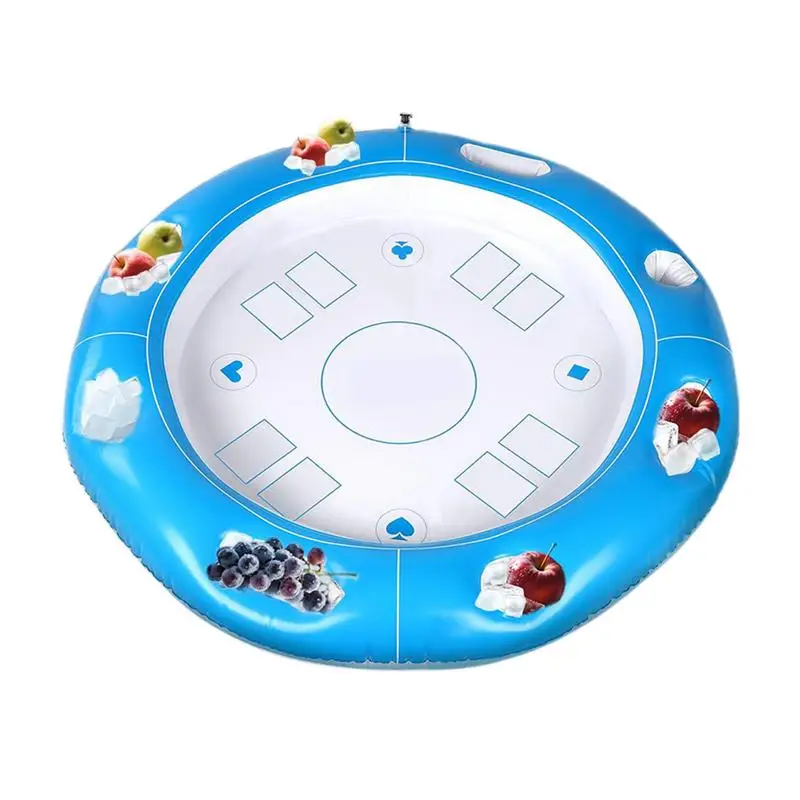 

Floating Card Table For Pool Inflatable Card Playing Tray Foldable Pool Table With Food Drinks Holder For 4-6 Players Lake