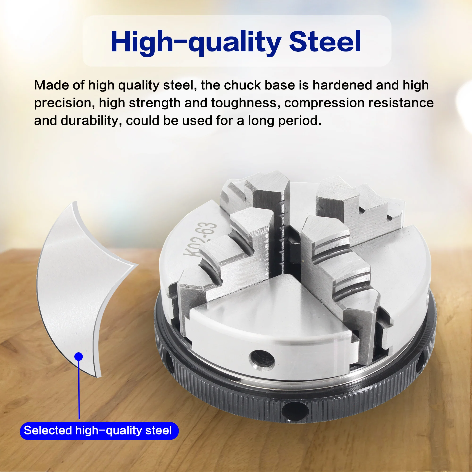4 Jaw Lathe Chuck Wide Clamping Range Reversible Chuck Mini 4 Claw K02-63 (63mm) M14 Self-centering Claw RATTM MOTOR