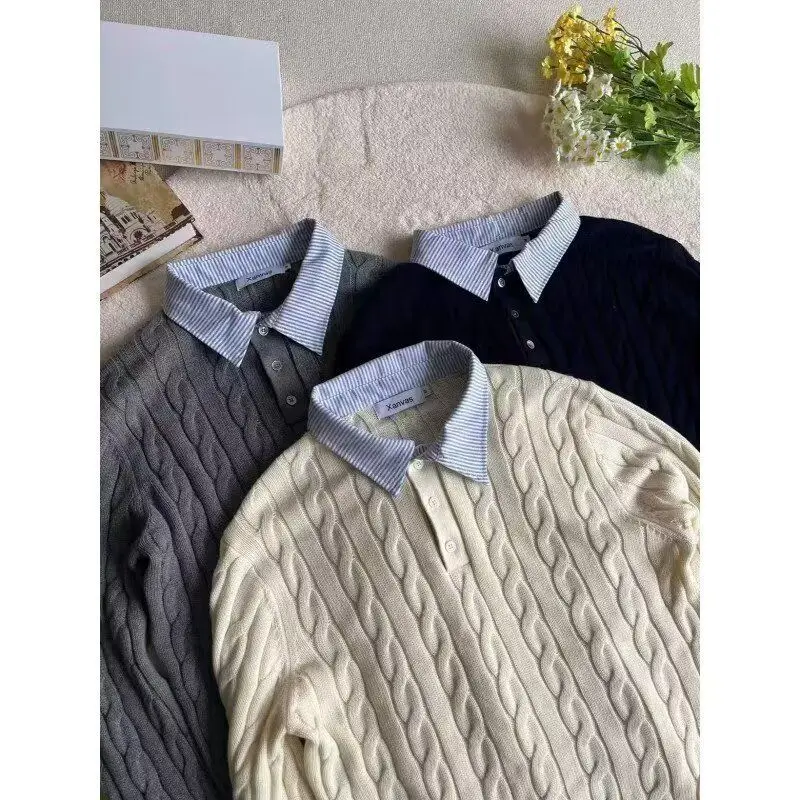 

Повседневный вязаный свитер в американском стиле ретро с v-образным вырезом, мужской цветной открытый кардиган, мягкий полиэстер, зимний длинный свек, модный