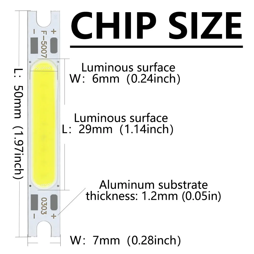 Imagem -03 - Cob Led Chip de Luz Branco Quente Vermelho Verde Azul Amarelo Led Cob Barra para Lanterna Lâmpadas de Parede Luzes Tubo Diy Peças 3w