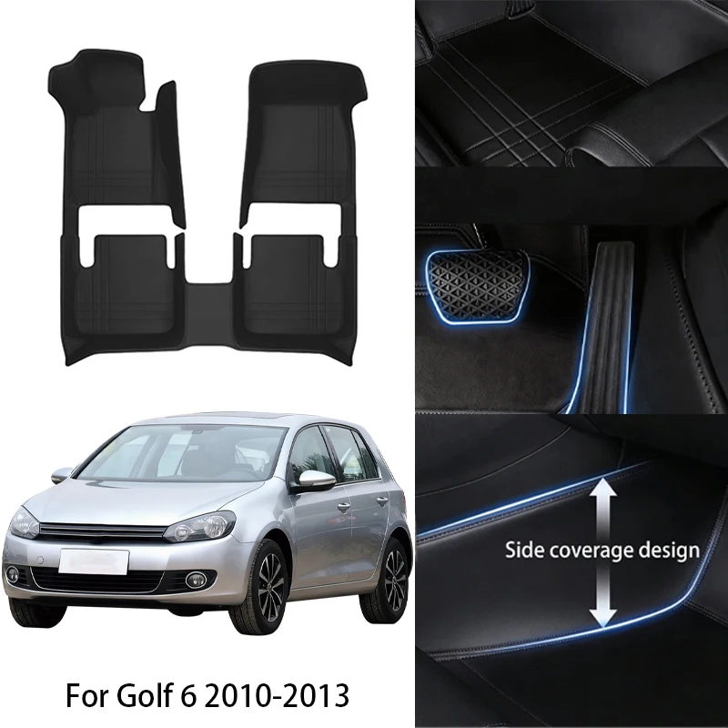 Custom Fit PU Leather Car Floor Mat For VW For Golf 5 6 7 8 2004 2009 2014 2019 2023 Luxury Full Set Auto Interior Accessories