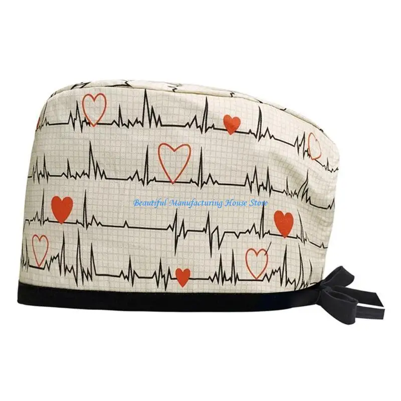 E56A Cotton Scrub Caps for Nurse Kitchen Cooking Headwear Reusable Printing Scrub Hat