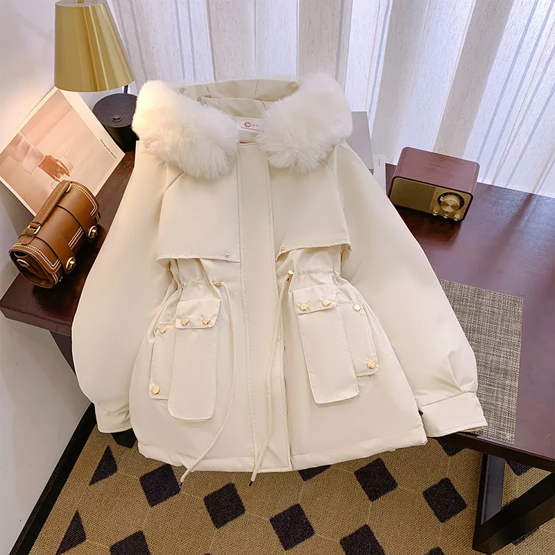 Parker Abbigliamento Donna Pile Addensato Oversize Collo di pelliccia grande 2025 Autunno/inverno Nuovo cappotto imbottito in cotone allentato Tendenza donna