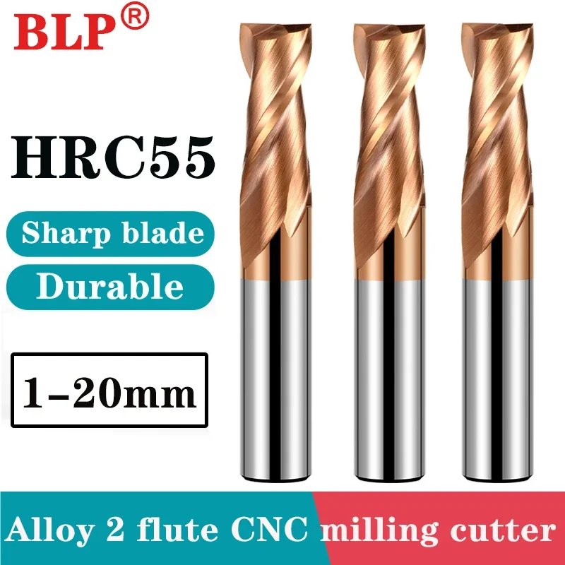 HRC55 2 Blade Milling Cutter Alloy Coating Tungsten Steel Tool Endmills Machine Cutters For Metal Wholesale Top Hardness Milling