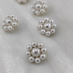 15MM Elegant Imitation Pearl Shank Buttons Of Clothing Wholesale Fashion Decor Beautiful Flower Design Sewing Buttons Needlework
