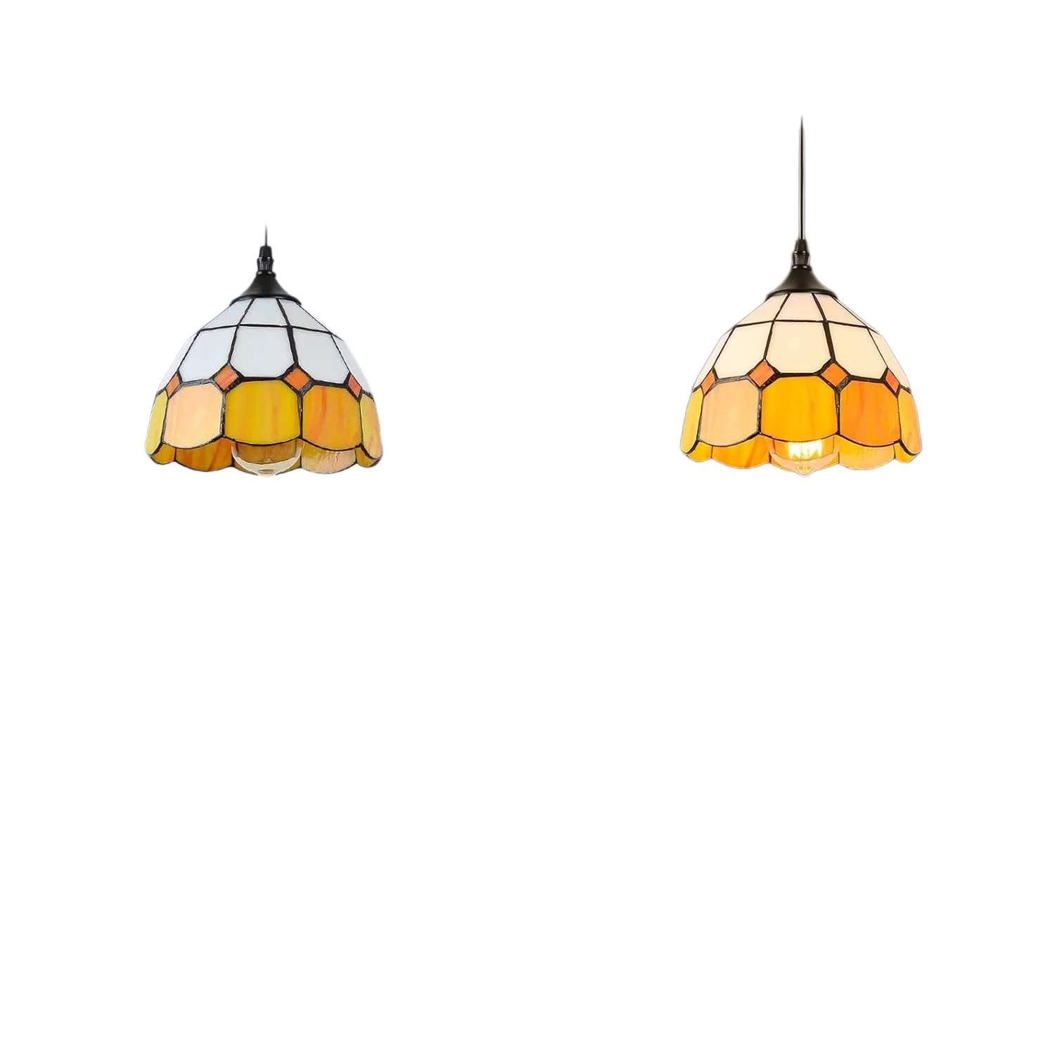 

Dimmable Tiffany Hanging Pendant Light, Vintage Mini Plug-in Lamp with 16.4 Ft Cord, Perfect Ceiling Fixture for Dining Room, Be