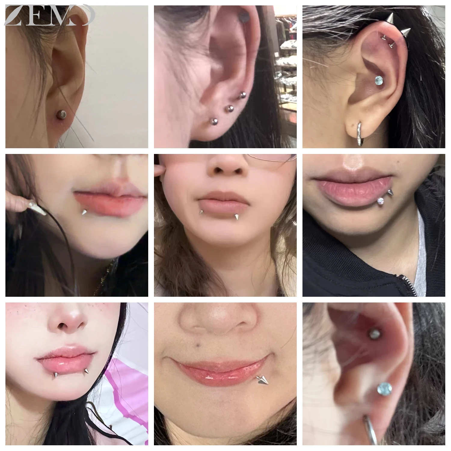 ZEMO 1 قطعة التيتانيوم الصلب سبايك Labret الشفاه ثقب النساء الرجال الزركون الشفاه ترصيع تفتق الكرة الدمل مونرو اللولب محارة الثقب 16 جرام
