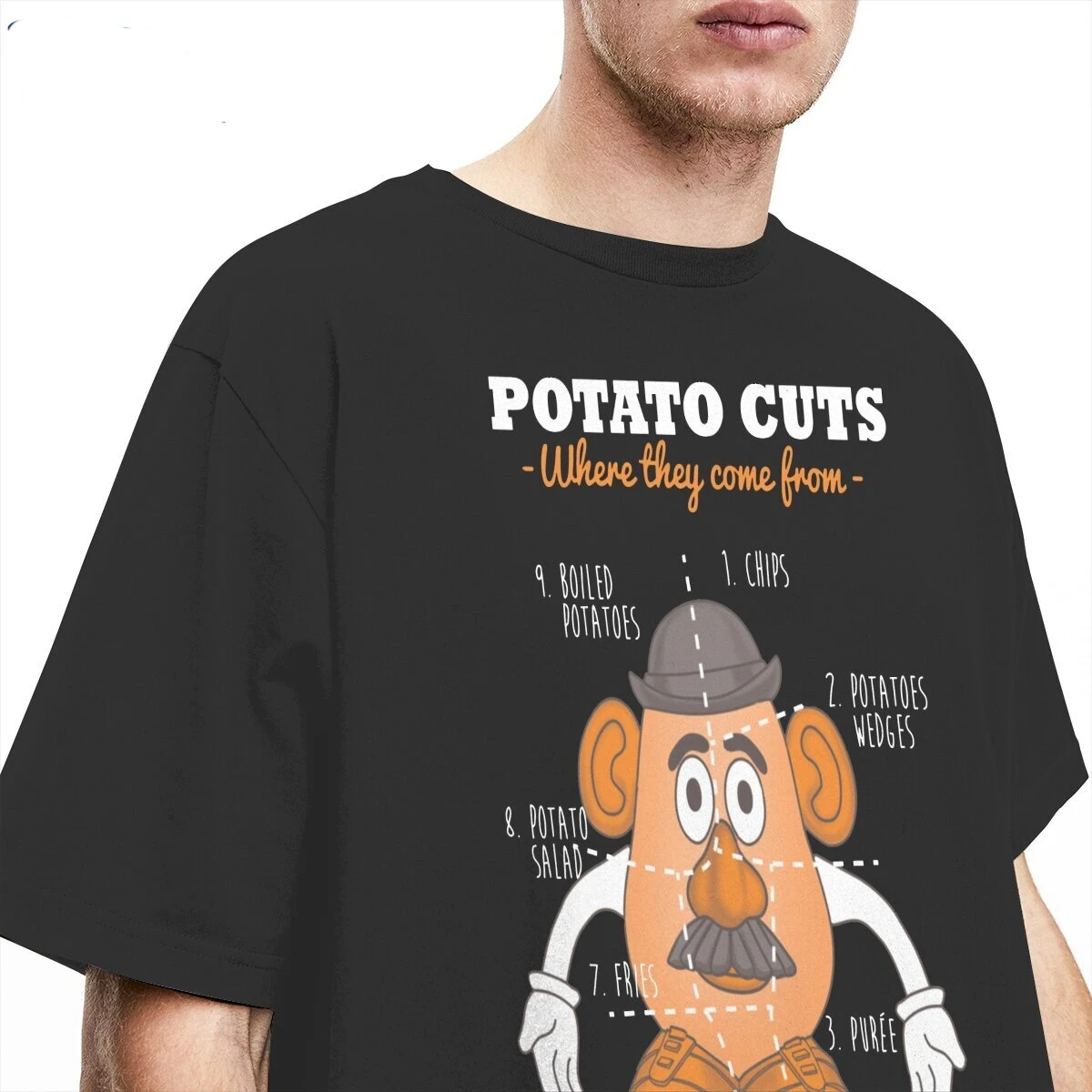 Men T-Shirt  Mr.Potato Head Cuts Toy Story Vintage 100% Cotton Tee Shirt Short Sleeve  T Shirts O Neck Tops Gift Idea