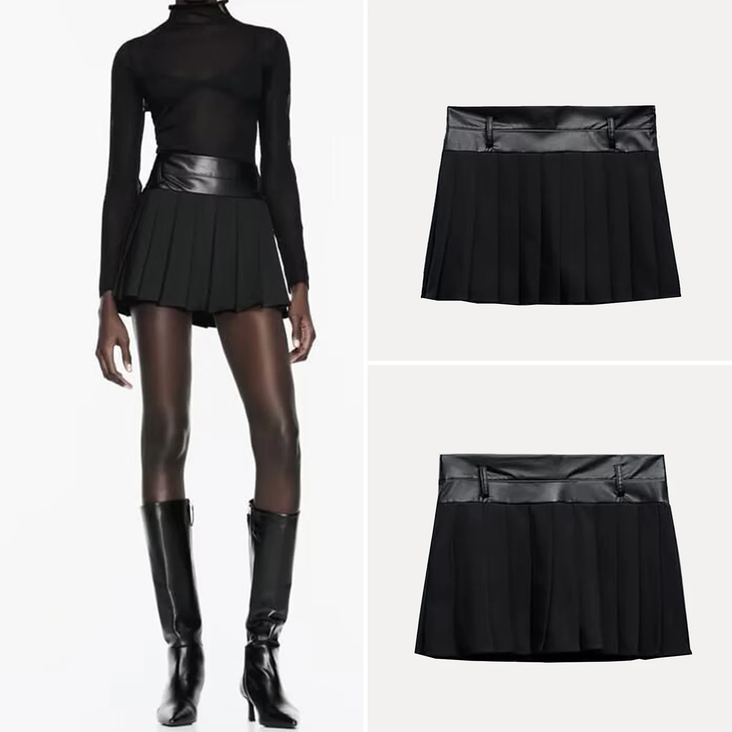 Z High Waist Leather Effect ort Skirt Women's Faion 2025 New Sle Slimming Versatile  Skirt Stand Fit