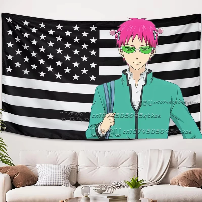 INS جديد العلم الأمريكي Nanxiong Qimu أنيمي نسيج عنبر السرير الديكور أريكة غرفة المعيشة زخرفة خلفية القماش