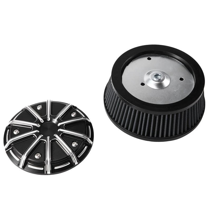 New-Black Air Cleaner Filter Cover& 3-Hole Element For Harley Dyna 99- 17 Softail 00- 15 Motorcycle Touring 08- 16
