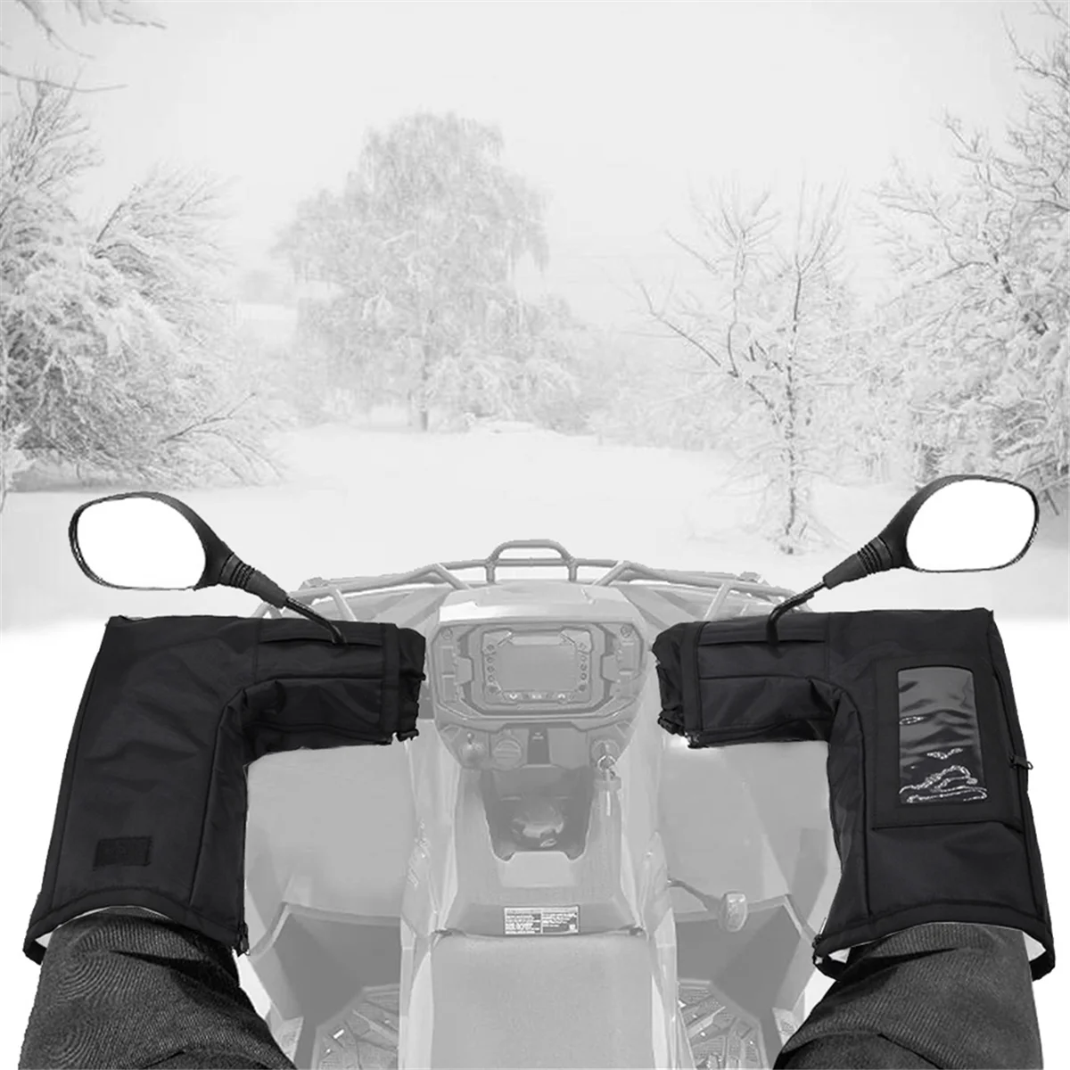 ATV Gloves Waterproof, Front Wind-Breaking Guard Motorcycle Gloves Snowmobile Handlebar Gloves for Sportsman Scrambler