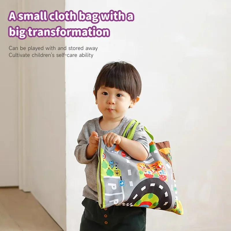 Ensemble de jouets de voiture souple pour bébés, avec tapis de jeu, 9 véhicules, éducation précoce, Interaction Parent-enfant, son et hochet en papier