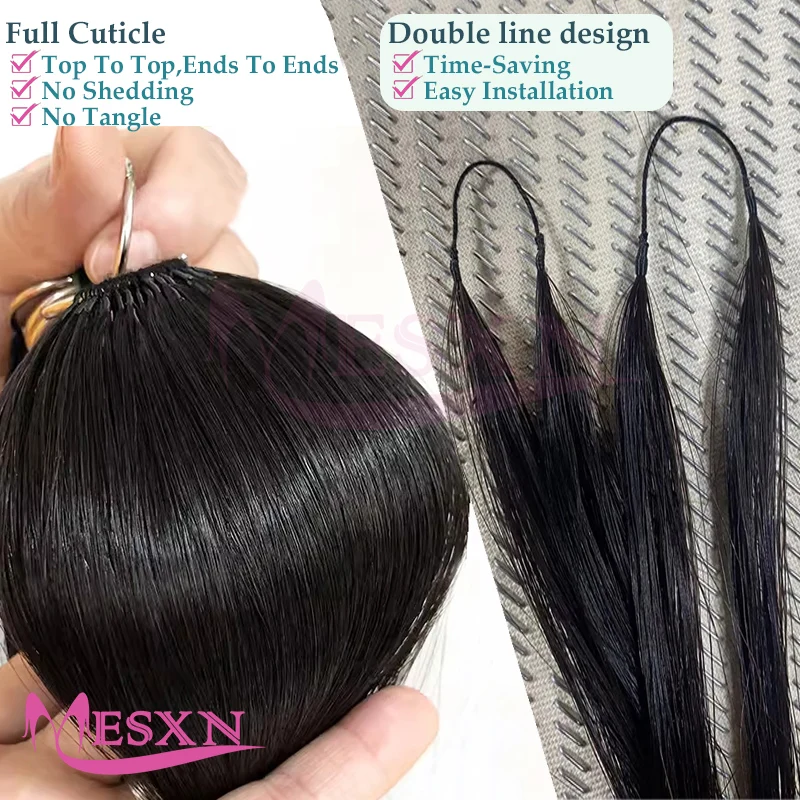 MESXN Linha Dupla Novas extensões de cabelo de penas 100% Cabelo Humano Real Cabelo Natural Confortável e Invisível Marrom Loiro 613