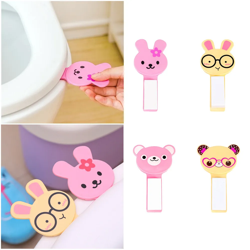 4Pcs Cartoon Toilet Seat Lifter for Germ-Free One-Finger Operation Lightweight Easy Install Family Safe Plastic Toilet Lifter