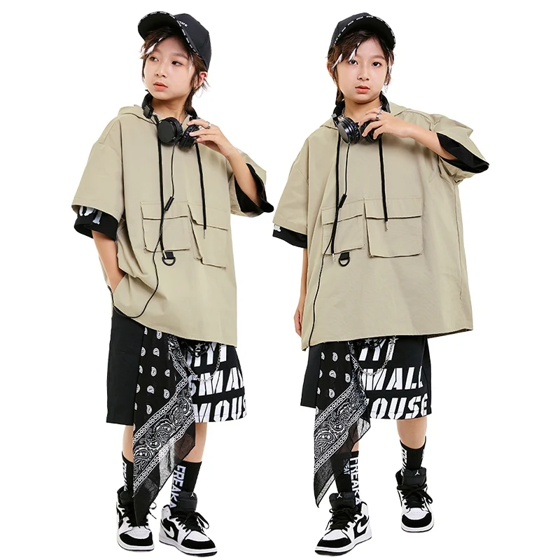 Cool Street Dance Suit Hip Hop Performance Jazz Dance Costume Practice Suit Boys Dance Teams Stage Clothes Children Suit DN20431