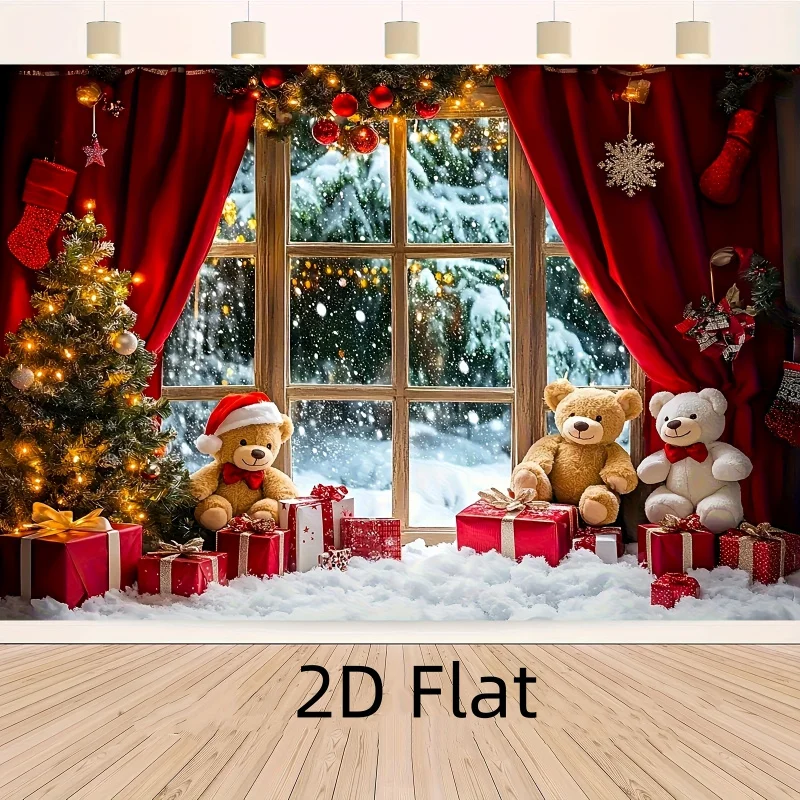 1 pièce, toile de fond photographique 2D plate pour les fêtes de Noël et du Nouvel An, pour la décoration du salon et de l'extérieur, diffusion en direct pour influenceurs, wsj