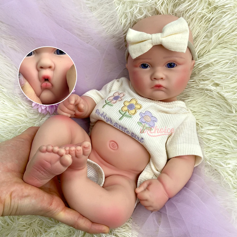 

Lifelike Waterproof Silicone Reborn Doll 45cm Handmade Soft Baby Girl Can Open Mouth Comforting Support for Dementia Care
