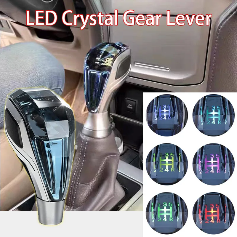 Pomo de palanca de cambios LED de cristal con luz de colores, manual, automático, universal, para Toyota/Mitsubishi/Lexus/Honda/Mazda/VW