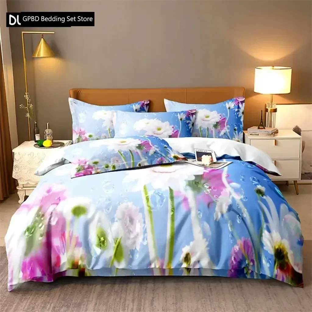 

Butterfly Flower Queen Comfortable Duvet Quilt Cover Pillowcase Bedding Set Children Bedroom Decoration Home Textile