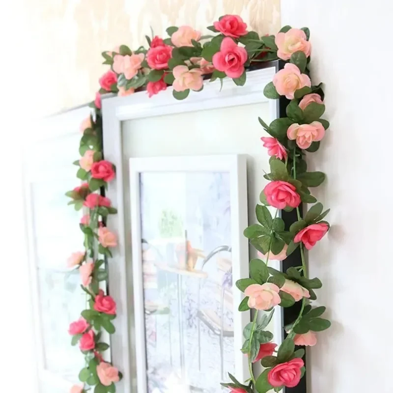 

3PC 250CM Rose Artificial Flower Vine with 45Flowers for Wedding Garland Home Party Wedding Decoration White Pink Silk Rose Vine