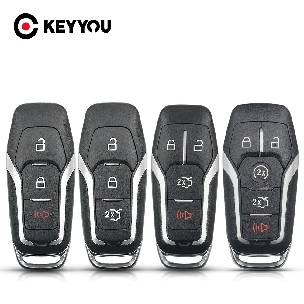 

KEYYOU Smart Key Case 4/5 Buttons For Ford Mustang Edge Explorer Fusion Mondeo Kuka Key Shell Uncut HU101 Blade