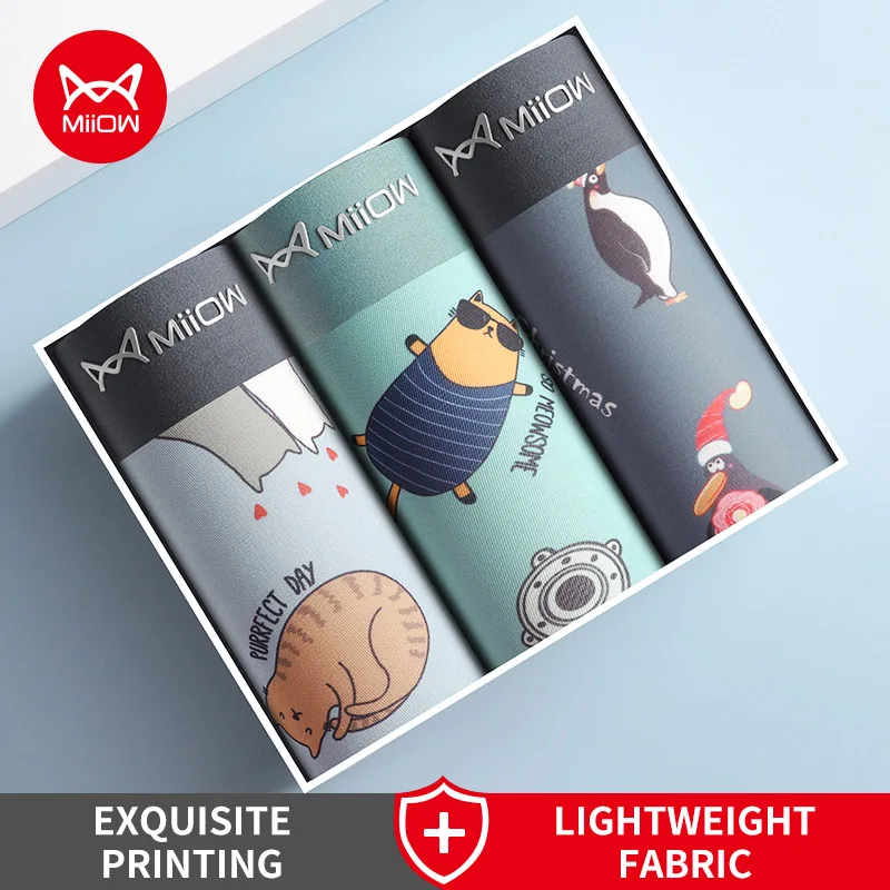 MiiOW 3Pcs Männer Unterhose Boxershorts Unterhosen für Sexy Männer Höschen Unterwäsche für Mann männer Lustige Höschen Mann baumwolle Boxer