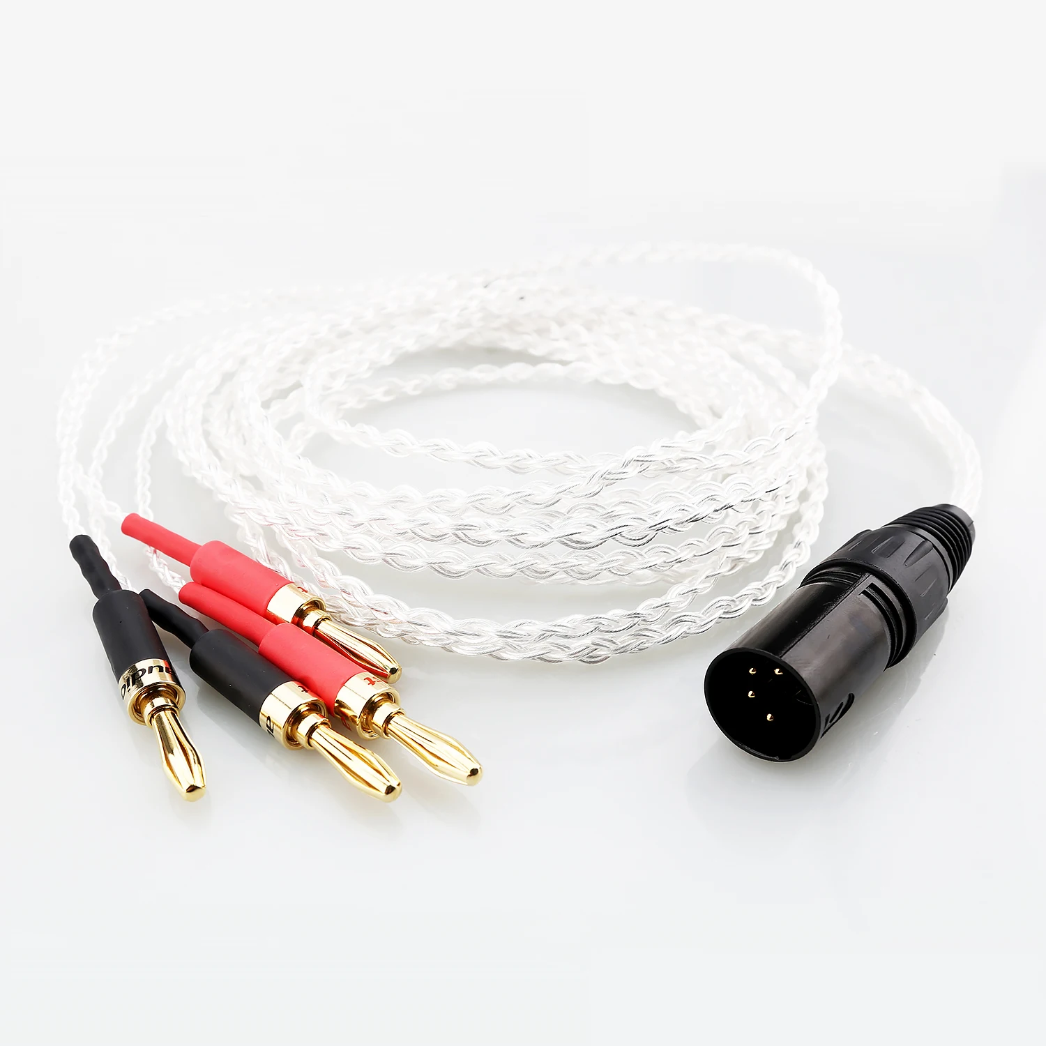 Audiocrast Audiophile Grade Silver Plated Audio Cable 4 Pin XLR Male to 4 Banana Plugs Multi‑Channel Speaker Interconnect Cord